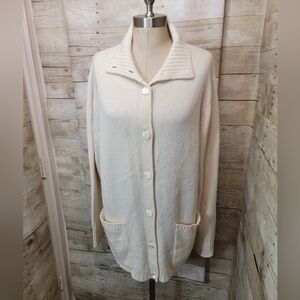 Saks Fifth Avenue Cream Cashmere Cardigan Sweater